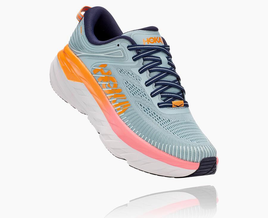 Hoka Australia One One Bondi 7 - Womens Running Shoes Blue - IFXJO-7261